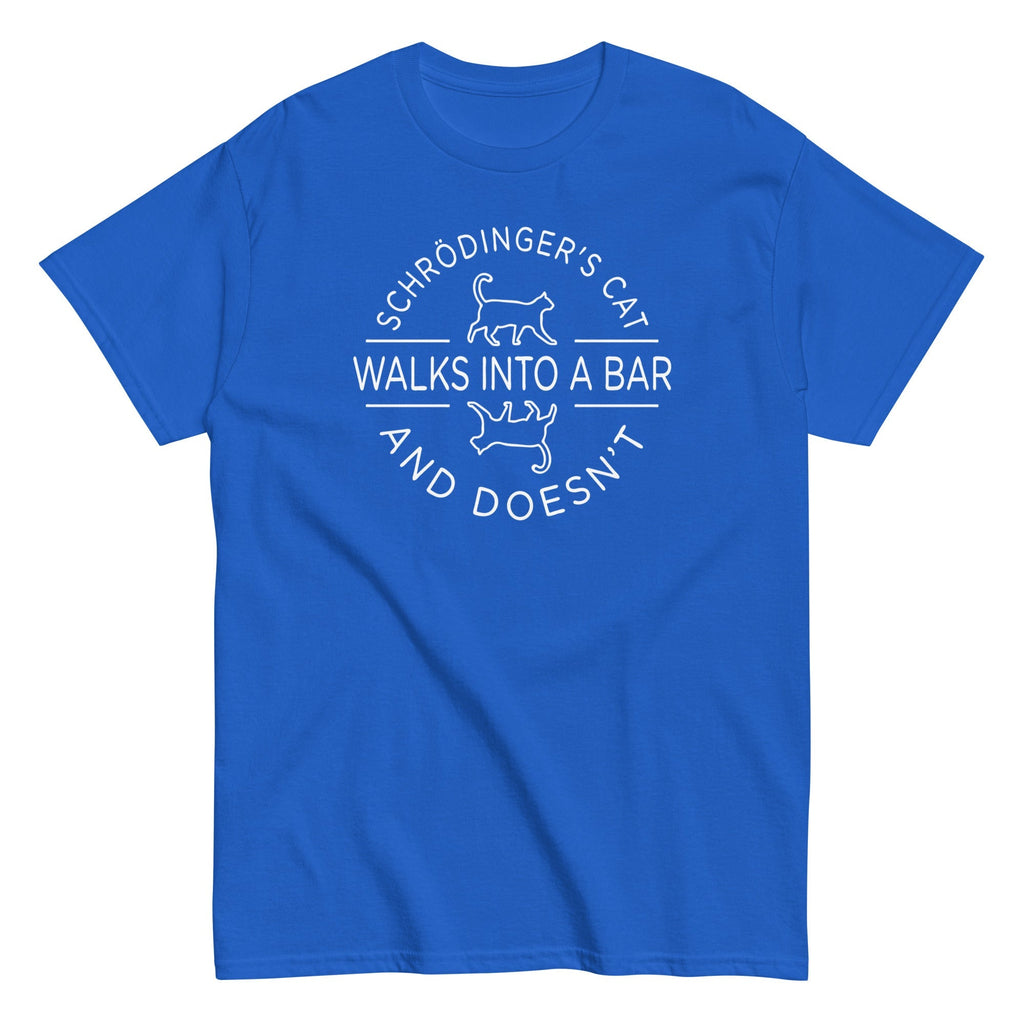 Schrodinger's Cat Walks Into A Bar Men's Classic - Adult & Kids T-Shirts, Sweatshirts & Hoodies apparel design preview 1