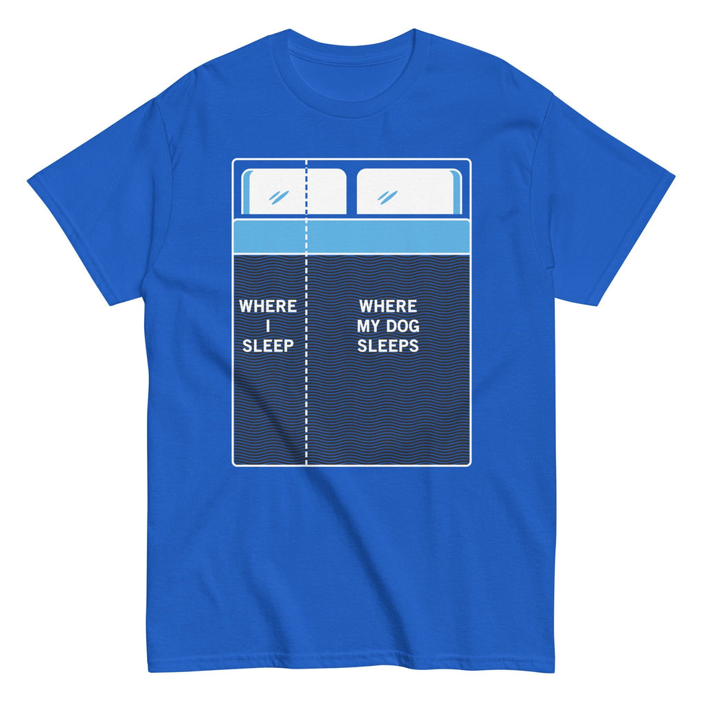 Where I Sleep, My Dog Sleeps Men's Classic - Adult & Kids T-Shirts, Sweatshirts & Hoodies apparel design preview 1