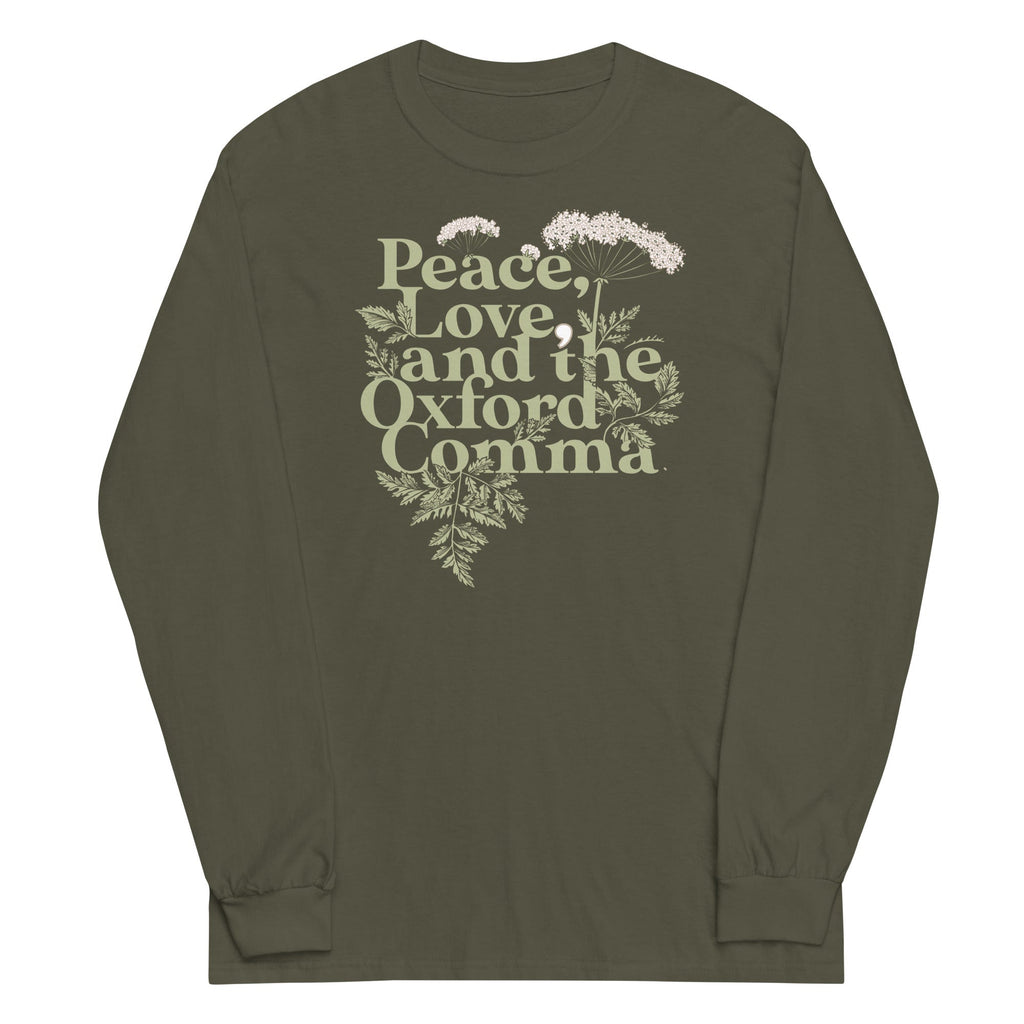 Peace, Love, And The Oxford Comma - Adult & Kids T-Shirts, Sweatshirts & Hoodies apparel design preview 1