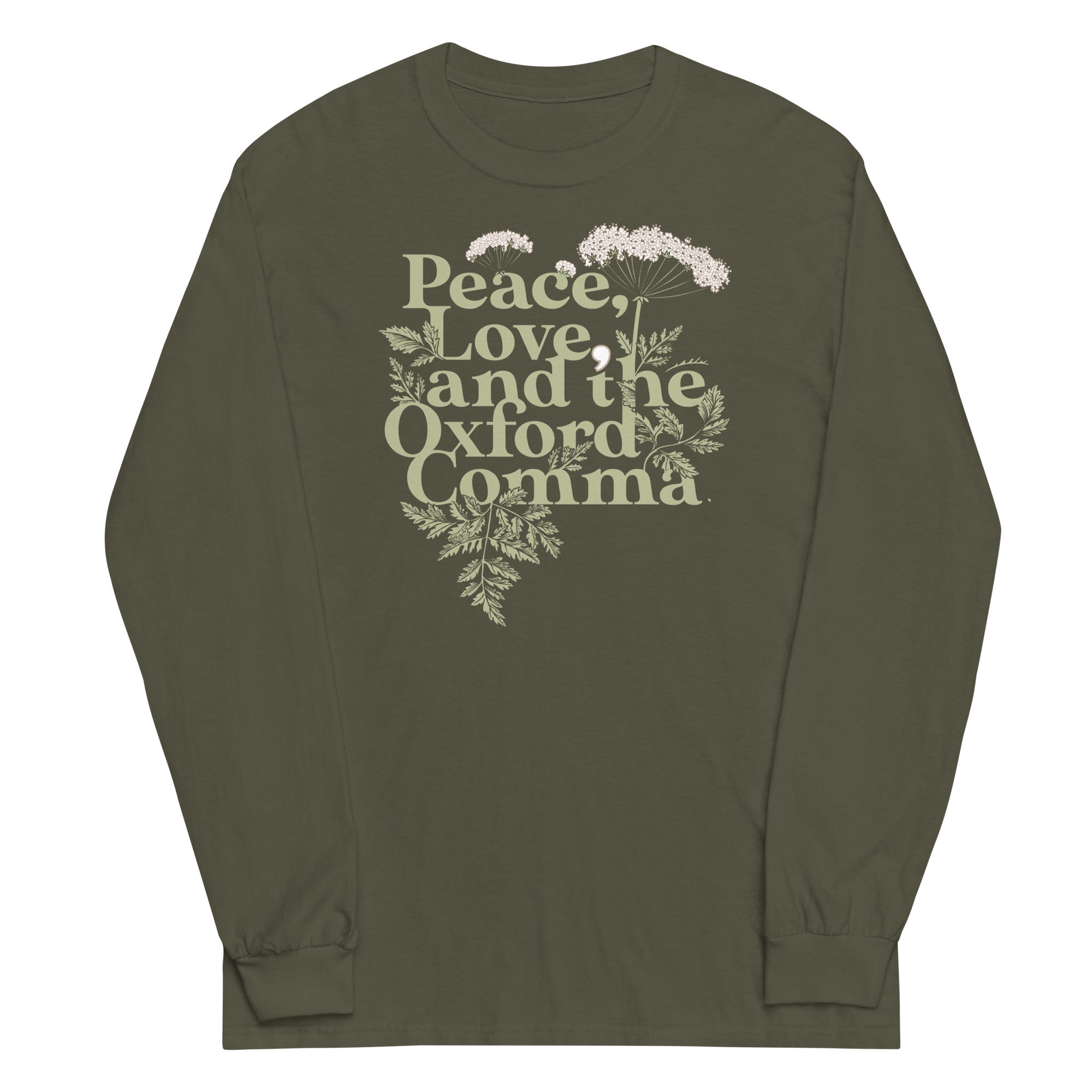 Peace, Love, And The Oxford Comma - Adult & Kids T-Shirts, Sweatshirts & Hoodies apparel design preview 1