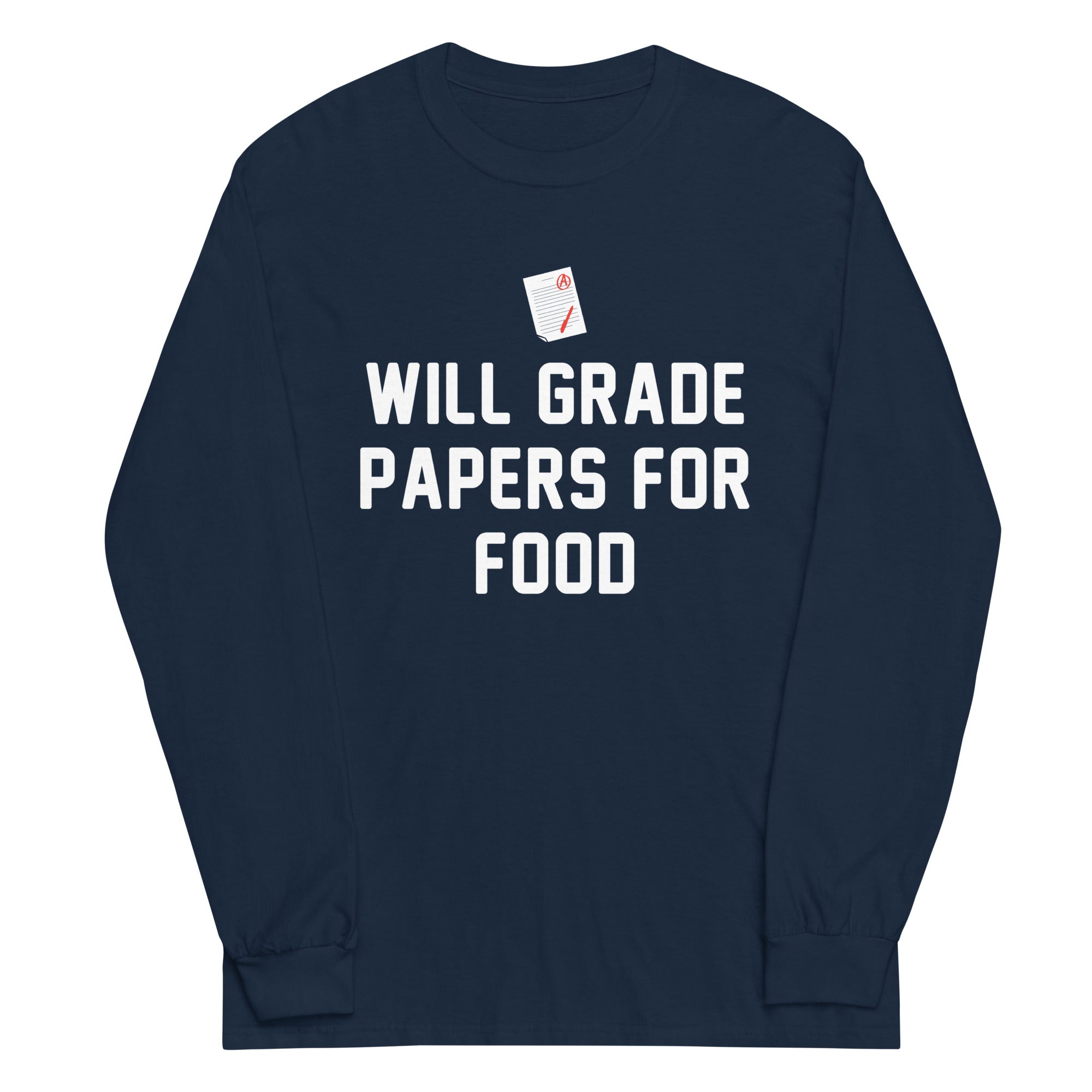 Will Grade Papers For Food - Adult & Kids T-Shirts, Sweatshirts & Hoodies apparel design preview 1