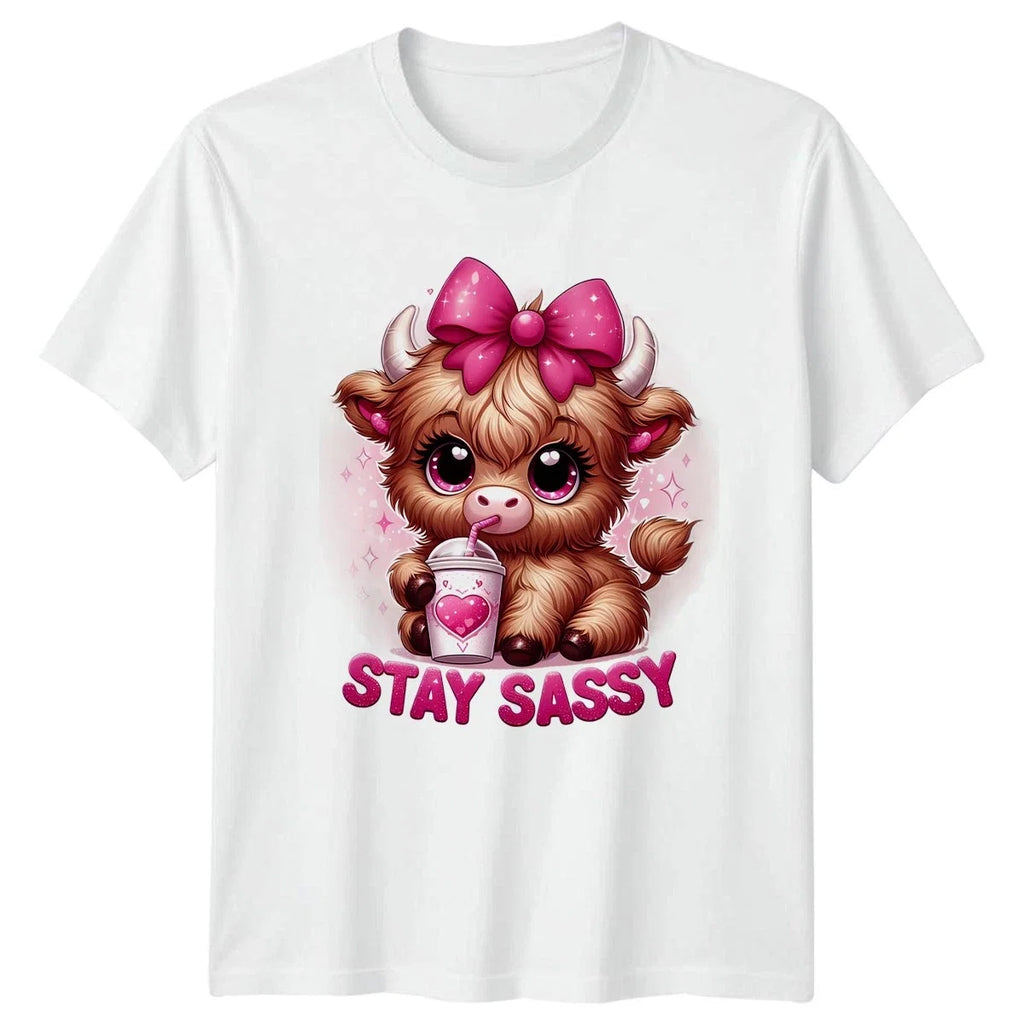 Stay Sassy Womens Kawaii Highland Cow Cattle - Adult & Kids T-Shirts, Sweatshirts & Hoodies apparel design preview 1
