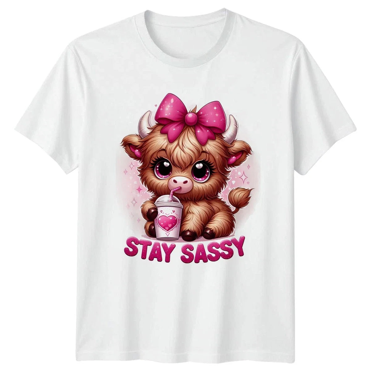 Stay Sassy Womens Kawaii Highland Cow Cattle - Adult & Kids T-Shirts, Sweatshirts & Hoodies apparel design preview 1