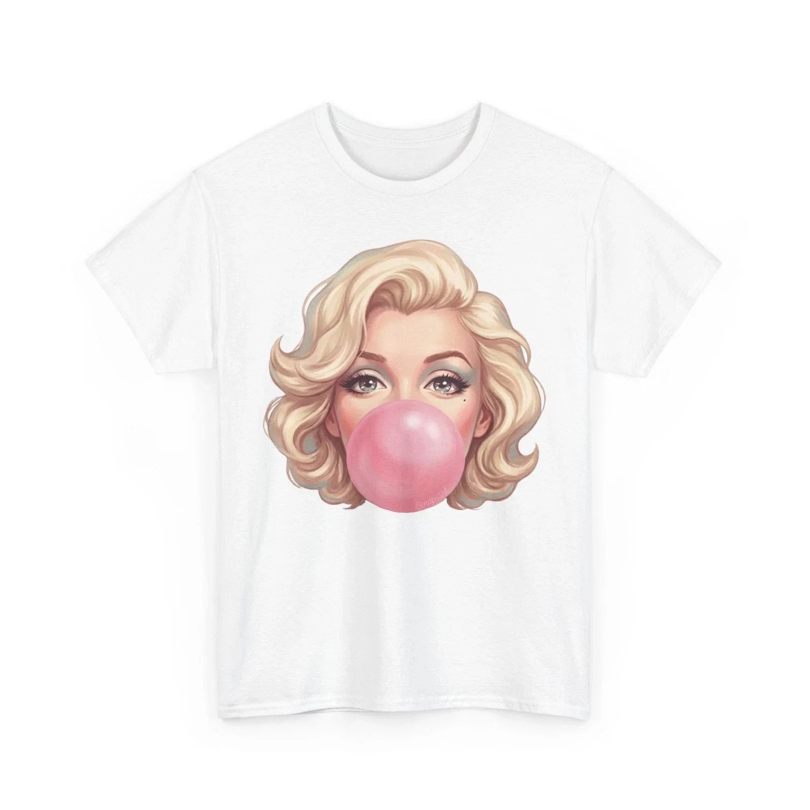 Blonde Icon Blowing Bubble Retro Pop Art Face 4 - Adult & Kids T-Shirts, Sweatshirts & Hoodies apparel design preview 1