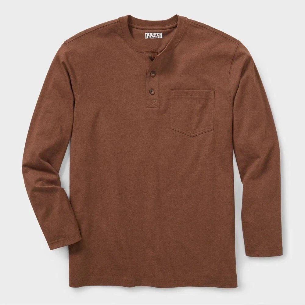 NEW Duluth Trading Co Longtail T Relaxed Henley Brown - Adult & Kids T-Shirts, Sweatshirts & Hoodies apparel design preview 1