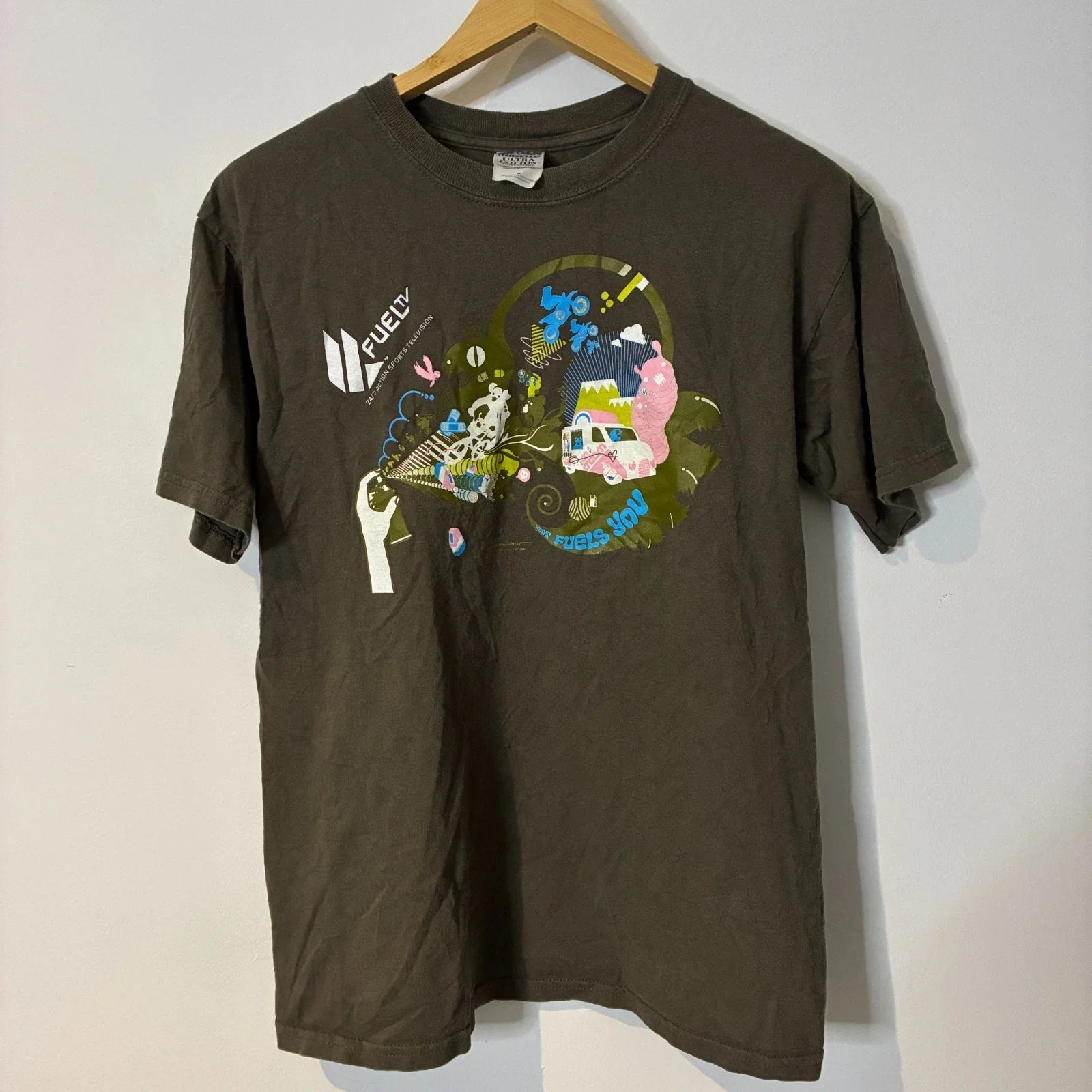 Vintage Fuel TV Mens Medium Brown Extreme Sports Y2K - Adult & Kids T-Shirts, Sweatshirts & Hoodies apparel design preview 1