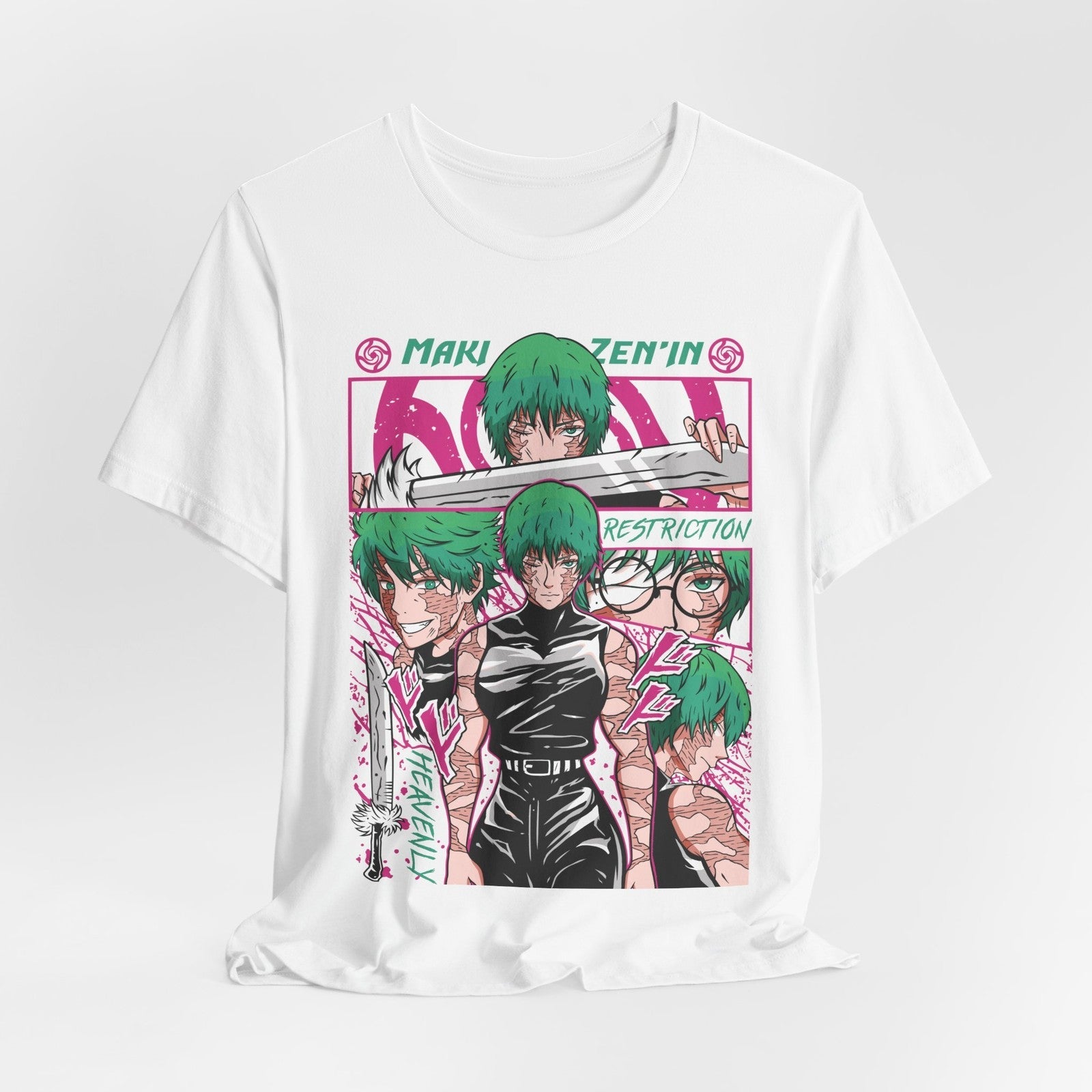 JJK Green-Haired Anime Character Maki Manga Panel - Adult & Kids T-Shirts, Sweatshirts & Hoodies apparel design preview 1