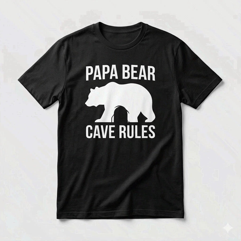 Papa Bear Cave Rules Funny Father's Day Gift for Dad - Adult & Kids T-Shirts, Sweatshirts & Hoodies apparel design preview 1