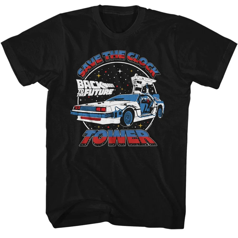 Back To The Future Movie Red White Blue Save Clock - Adult & Kids T-Shirts, Sweatshirts & Hoodies apparel design preview 1