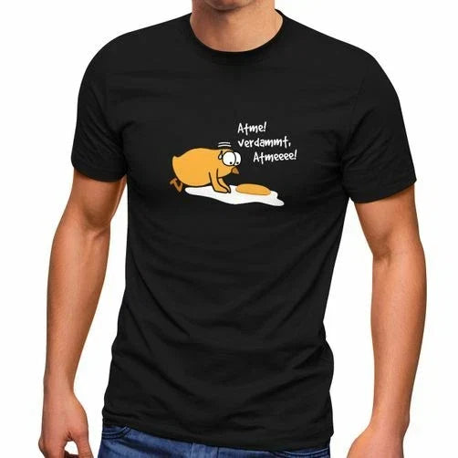Men's Fried Egg Saying Breathe! Damn Chick Fun Print - Adult & Kids T-Shirts, Sweatshirts & Hoodies apparel design preview 1
