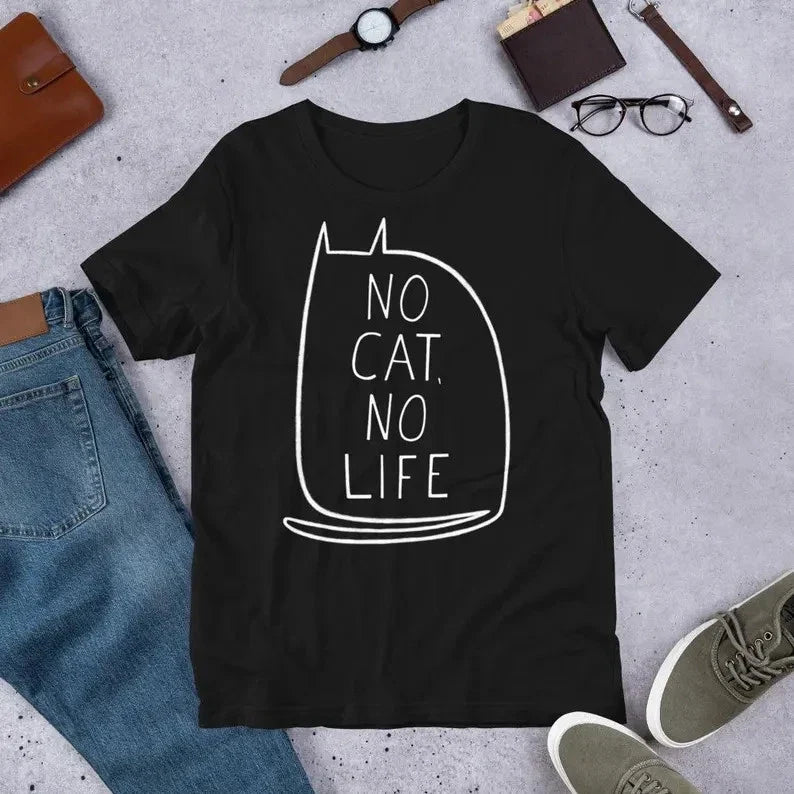 No Cat Life Kawaii Kitty Graphic Gothic Cute Gift - Adult & Kids T-Shirts, Sweatshirts & Hoodies apparel design preview 1