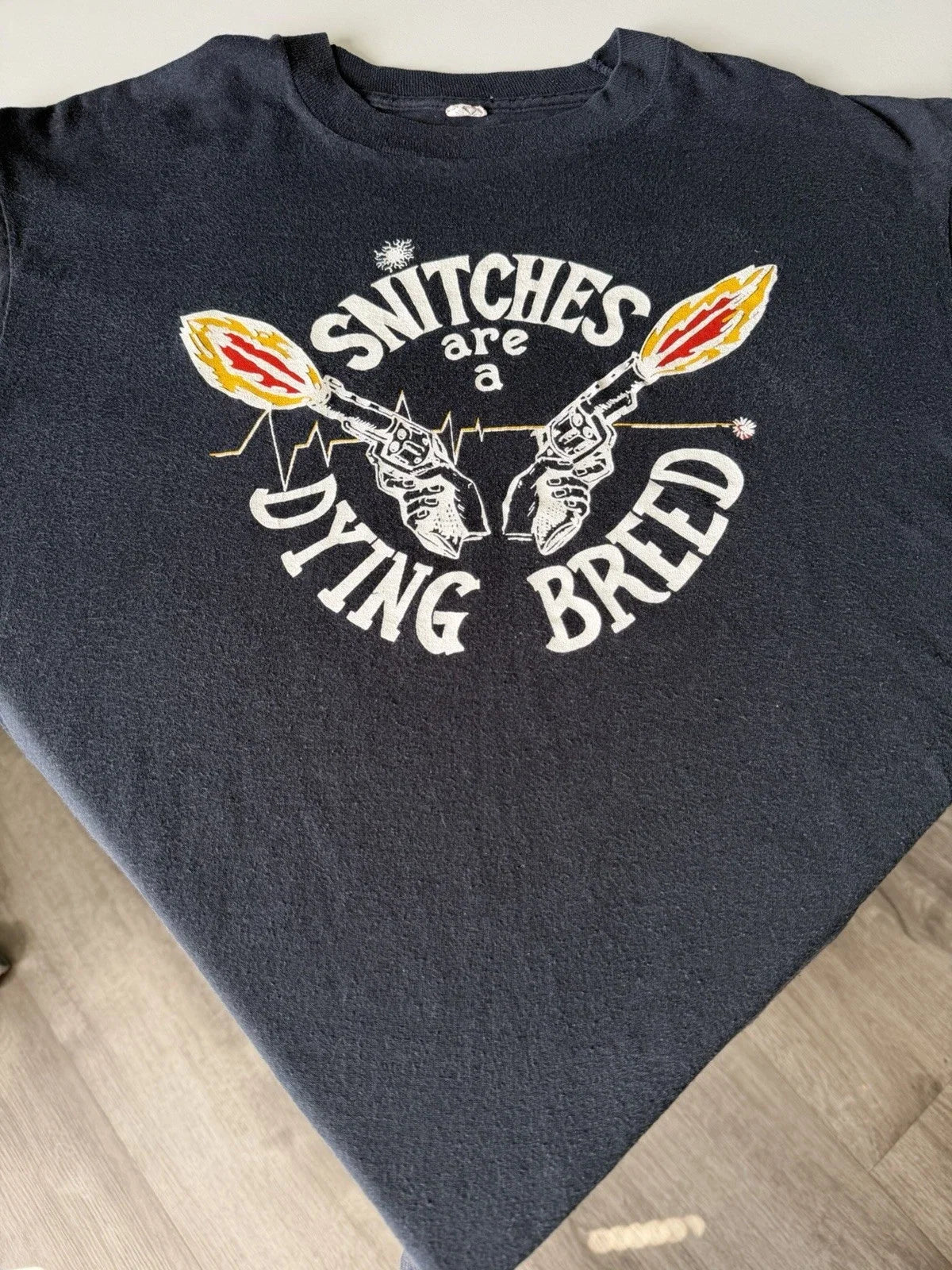 Vintage 80s Snitches Are A Dying Breed Sz L Biker - Adult & Kids T-Shirts, Sweatshirts & Hoodies apparel design preview 1