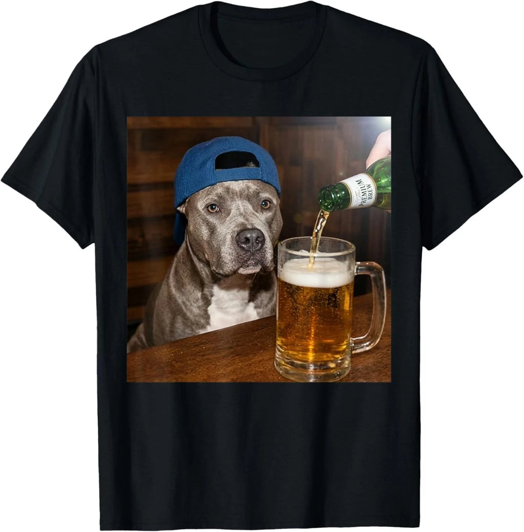 Pit Bull Drinking Beer Funny Dog Meme - Adult & Kids T-Shirts, Sweatshirts & Hoodies apparel design preview 1