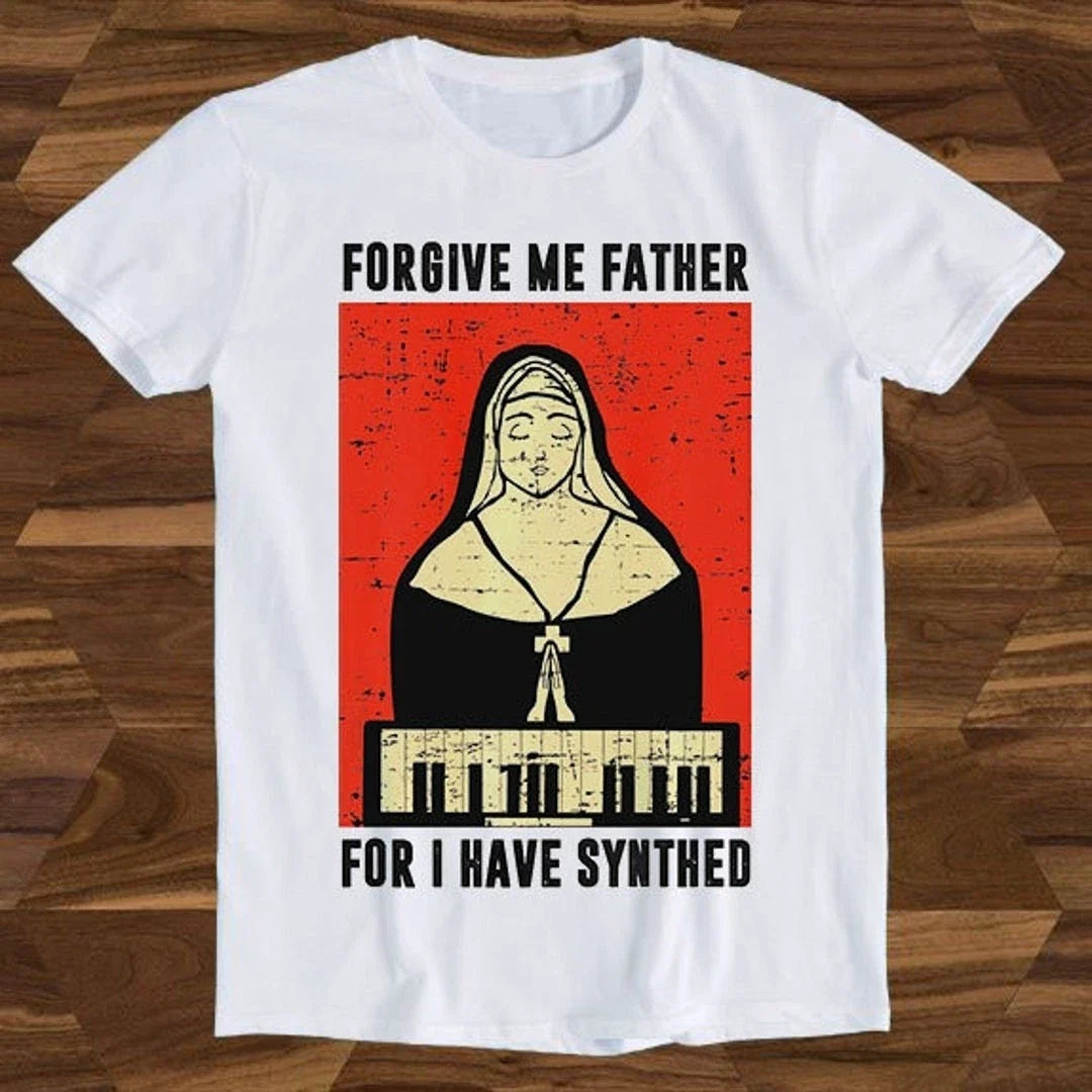 Forgive Me Father For I Have Synthed Synth Meme Top - Adult & Kids T-Shirts, Sweatshirts & Hoodies apparel design preview 1