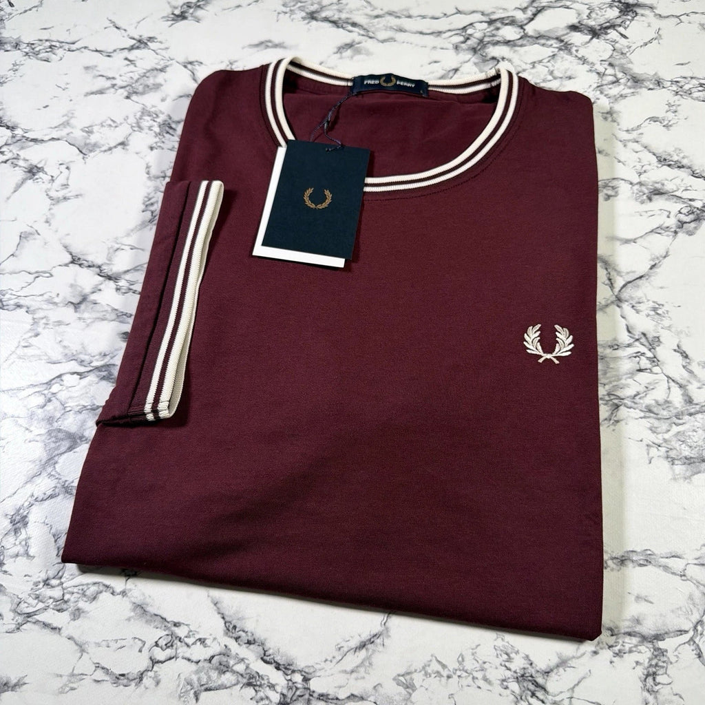 FRED PERRY Mens Oxblood Twin Tipped SIZE LARGE M1588V - Adult & Kids T-Shirts, Sweatshirts & Hoodies apparel design preview 1