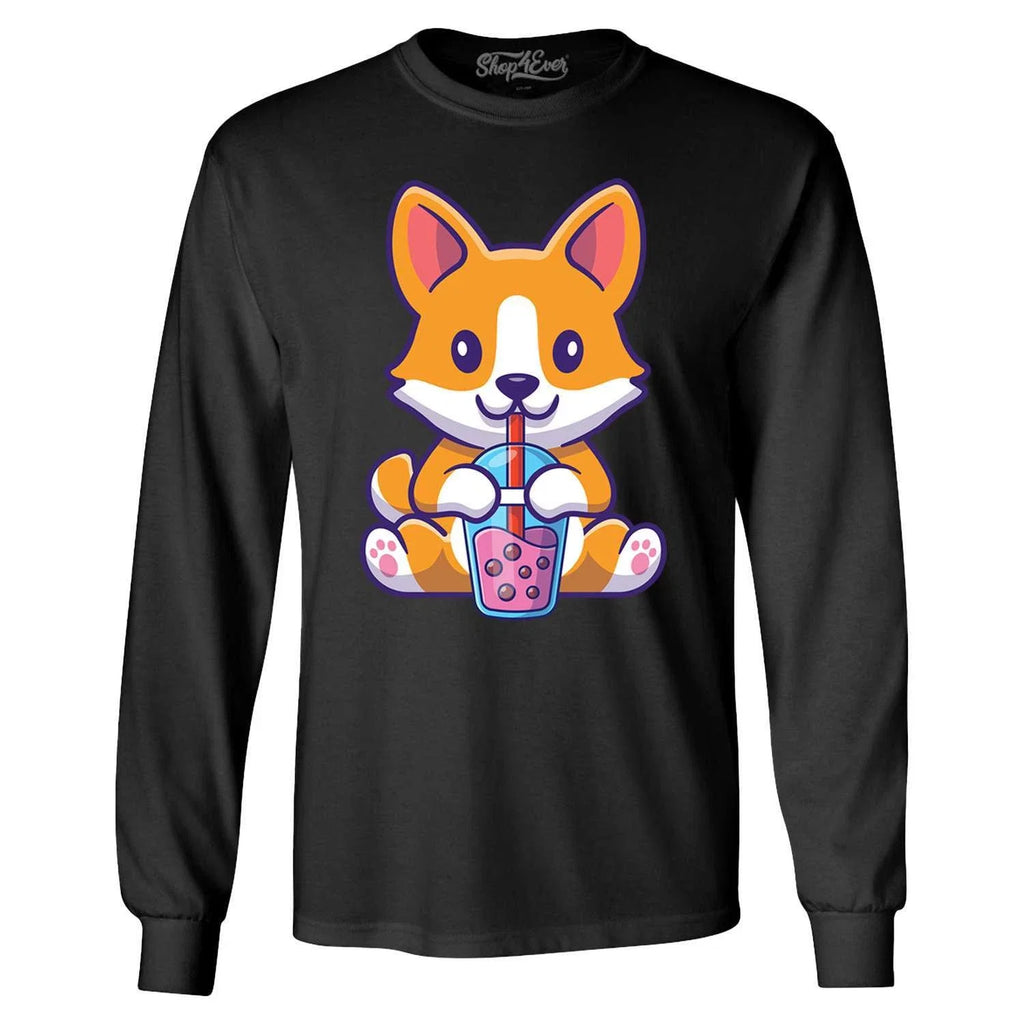 Cute Corgi Drinking Boba Tea Kawaii Pet - Adult & Kids T-Shirts, Sweatshirts & Hoodies apparel design preview 1