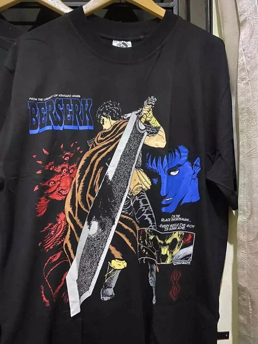Vintage 90's Berserk Guts Anime Movie Black Reprint - Adult & Kids T-Shirts, Sweatshirts & Hoodies apparel design preview 1