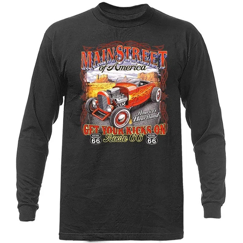 Main Street of America Route 66 Hot Rod - Adult & Kids T-Shirts, Sweatshirts & Hoodies apparel design preview 1