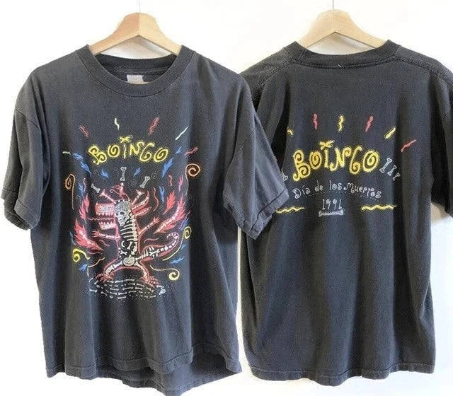 1991 Oingo Boingo band 2 sided Reprint basic black - Adult & Kids T-Shirts, Sweatshirts & Hoodies apparel design preview 1