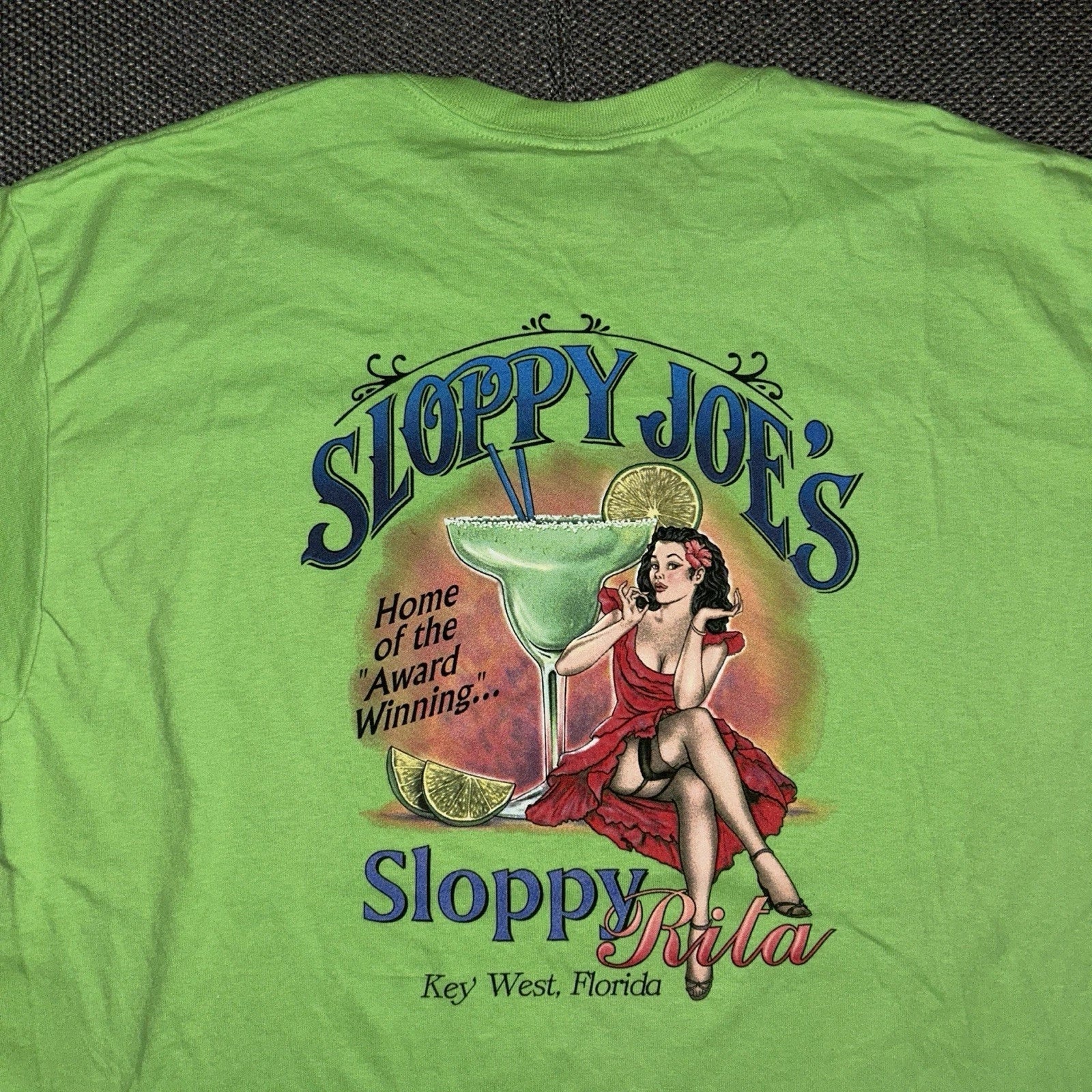 Vintage Y2K Sloppy Joe's Green Pinup Girl Graphic - Adult & Kids T-Shirts, Sweatshirts & Hoodies apparel design preview 1