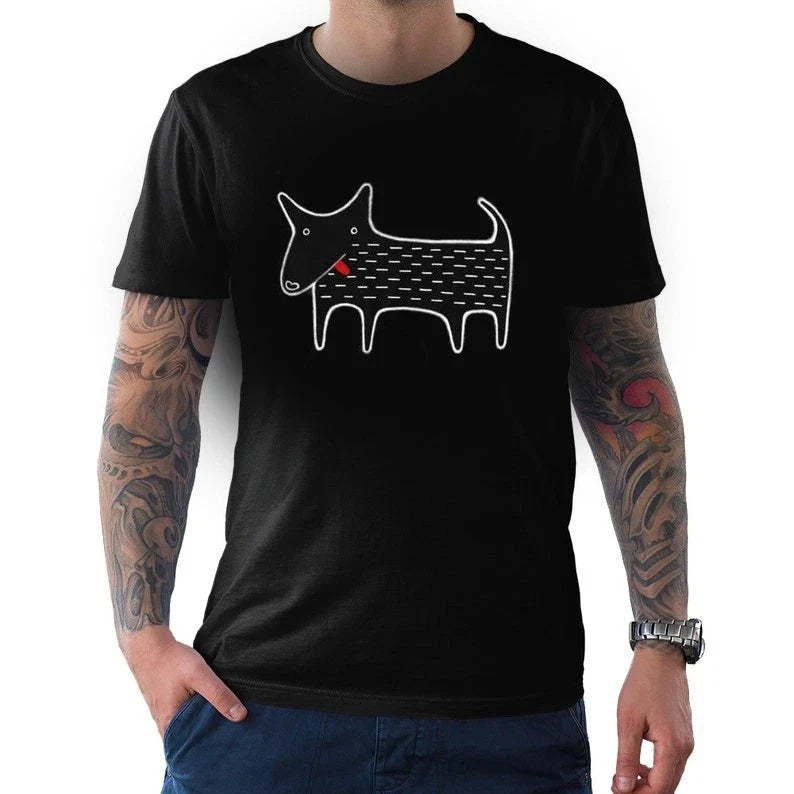 STRAIGHT CUT Black Dog Kawaii Folk Art Animal Graphic - Adult & Kids T-Shirts, Sweatshirts & Hoodies apparel design preview 1