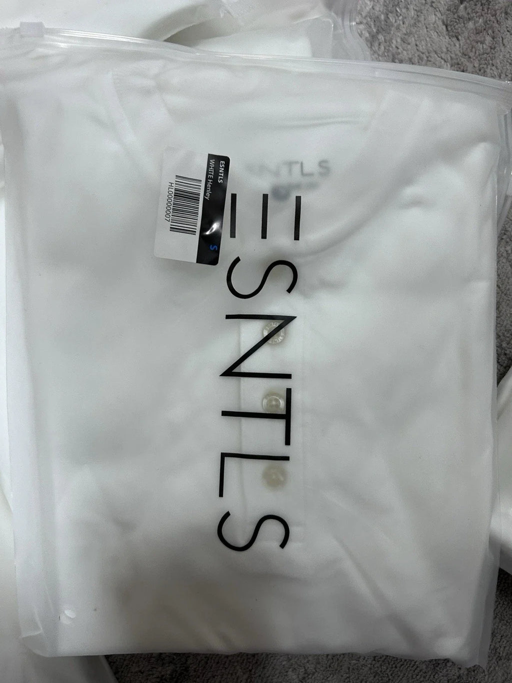 ESNTLS Men's White Henley - Adult & Kids T-Shirts, Sweatshirts & Hoodies apparel design preview 1