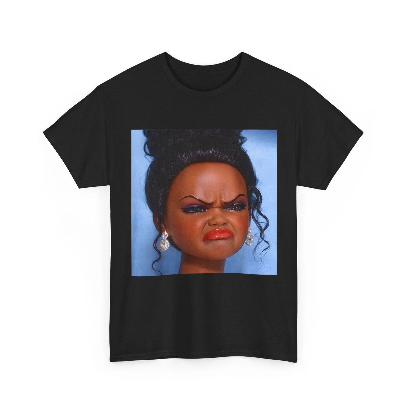 Angry Disgusted Black Doll Face Meme Funny - Adult & Kids T-Shirts, Sweatshirts & Hoodies apparel design preview 1