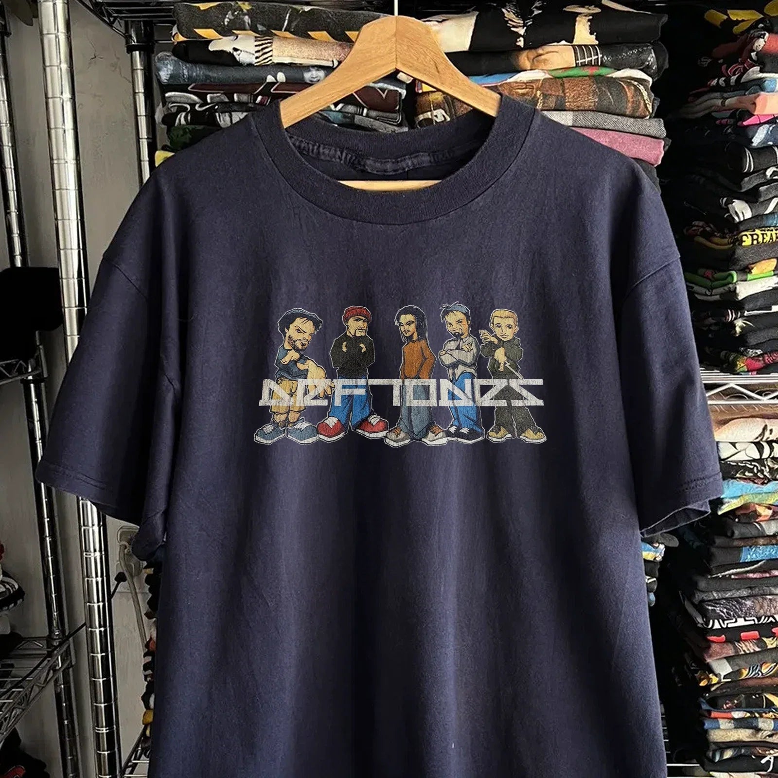 90s Deftones Cartoon Aged Navy XL - Adult & Kids T-Shirts, Sweatshirts & Hoodies apparel design preview 1