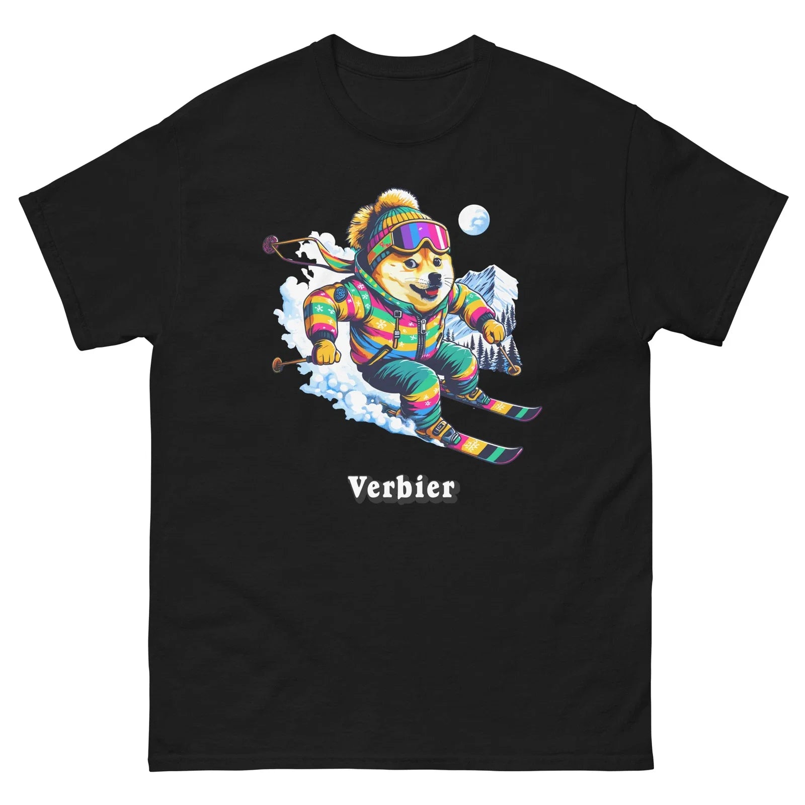 Verbier Doge Skiing Funny Ski Skier Dog Meme Cute - Adult & Kids T-Shirts, Sweatshirts & Hoodies apparel design preview 1
