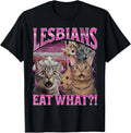 Lesbians Eat What?! Funny Cat Gay Pride LGBTQ Pun - Adult & Kids T-Shirts, Sweatshirts & Hoodies apparel design preview 1