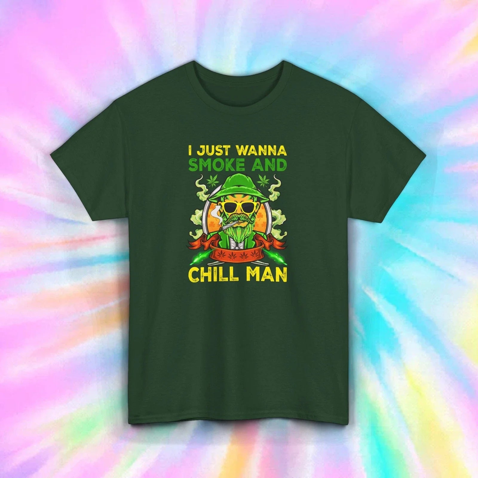 Smoke and Chill Man Funny Weed Skull Stoner Gift - Adult & Kids T-Shirts, Sweatshirts & Hoodies apparel design preview 1