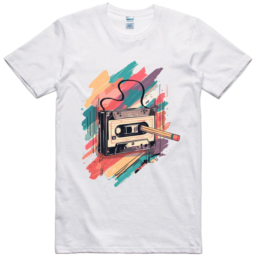 Funny Cassette Music Pencil Rewind Cotton - Adult & Kids T-Shirts, Sweatshirts & Hoodies apparel design preview 1