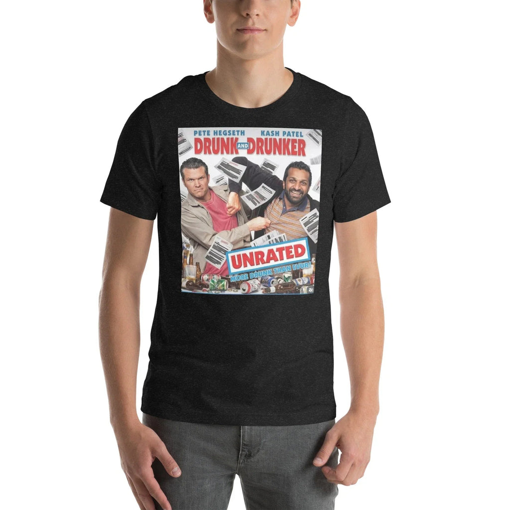 Pete Hegseth Kash Patel Parody Drunk Drunker Funny - Adult & Kids T-Shirts, Sweatshirts & Hoodies apparel design preview 1