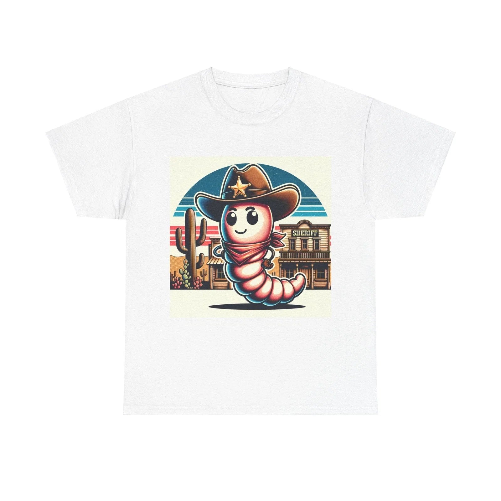 Cute Earthworm Cowboy Pop Art Vintage Style - Adult & Kids T-Shirts, Sweatshirts & Hoodies apparel design preview 1