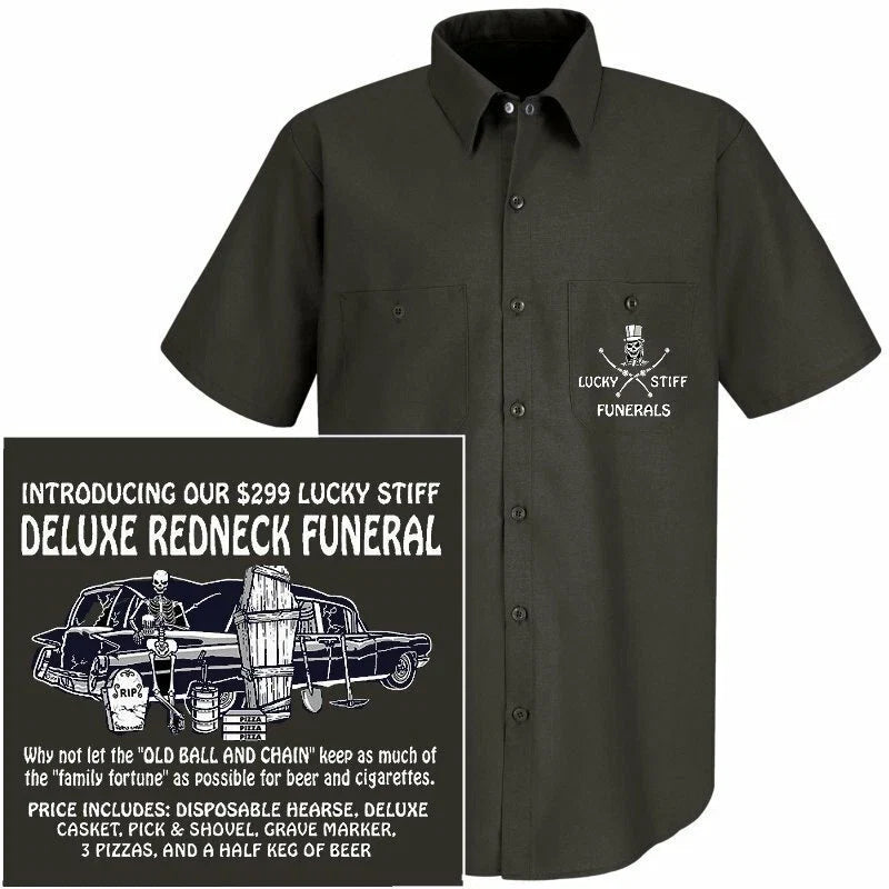 LUCKY STIFF $299 DELUXE REDNECK FUNERAL DISPOSABLE - Adult & Kids T-Shirts, Sweatshirts & Hoodies apparel design preview 1