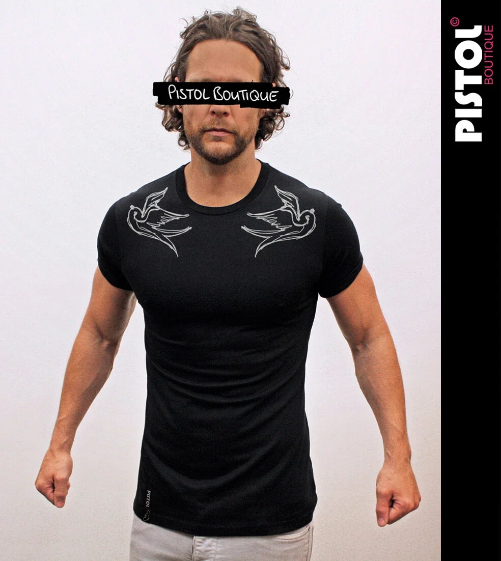 Pistol Boutique Men's Fitted Black Crew Neck Shoulder - Adult & Kids T-Shirts, Sweatshirts & Hoodies apparel design preview 1