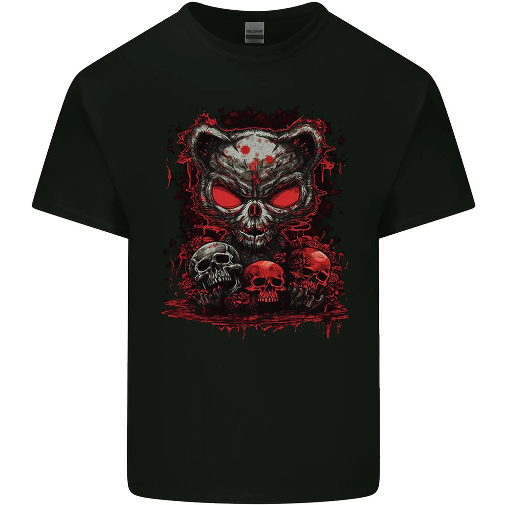 An Evil Cat With Skull Satanic Kitty Mens Cotton Top - Adult & Kids T-Shirts, Sweatshirts & Hoodies apparel design preview 1