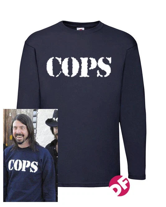 COPS as worn by Dave Grohl Adults Small-4XL and kids - Adult & Kids T-Shirts, Sweatshirts & Hoodies apparel design preview 1