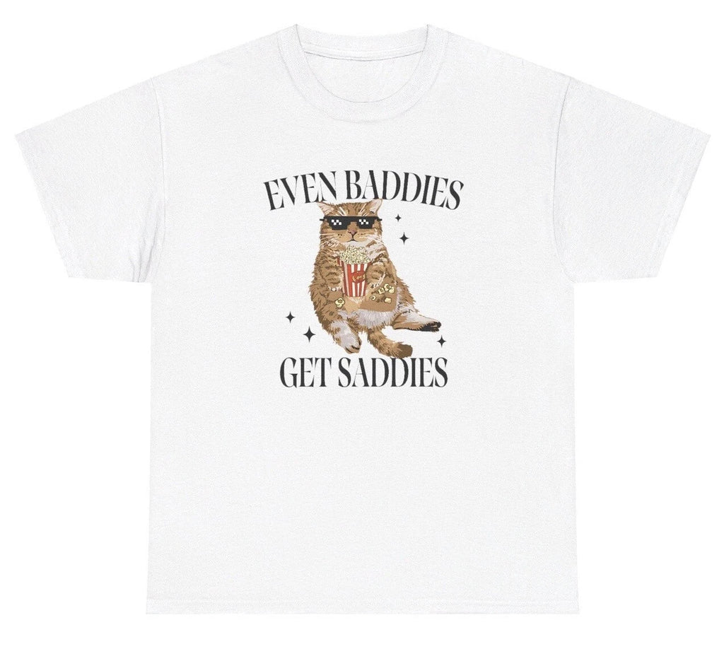 Even Baddies Get Saddies Cat Funny Mental Health - Adult & Kids T-Shirts, Sweatshirts & Hoodies apparel design preview 1