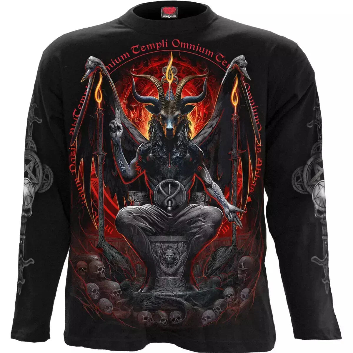 Spiral Direct BAPHOMET Biker Goth Skull Bat Top - Adult & Kids T-Shirts, Sweatshirts & Hoodies apparel design preview 1