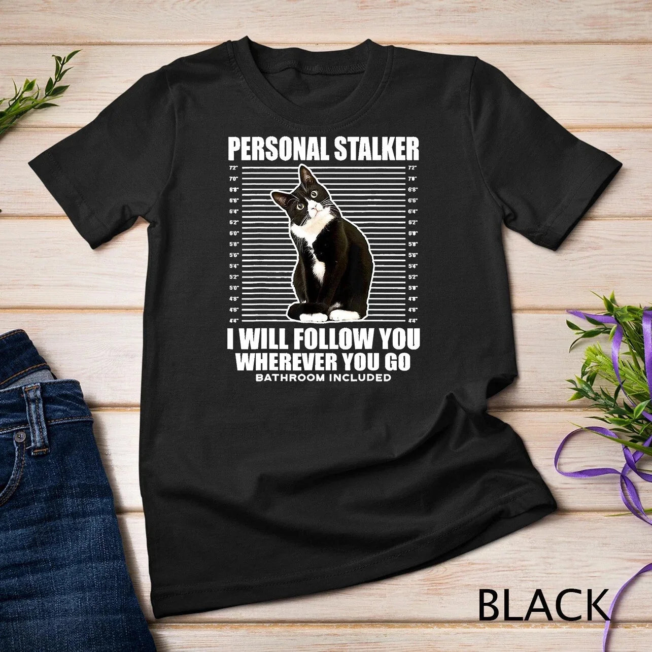 Tuxedo Cat Personal Stalker Funny Kitten Lovers Gift - Adult & Kids T-Shirts, Sweatshirts & Hoodies apparel design preview 1