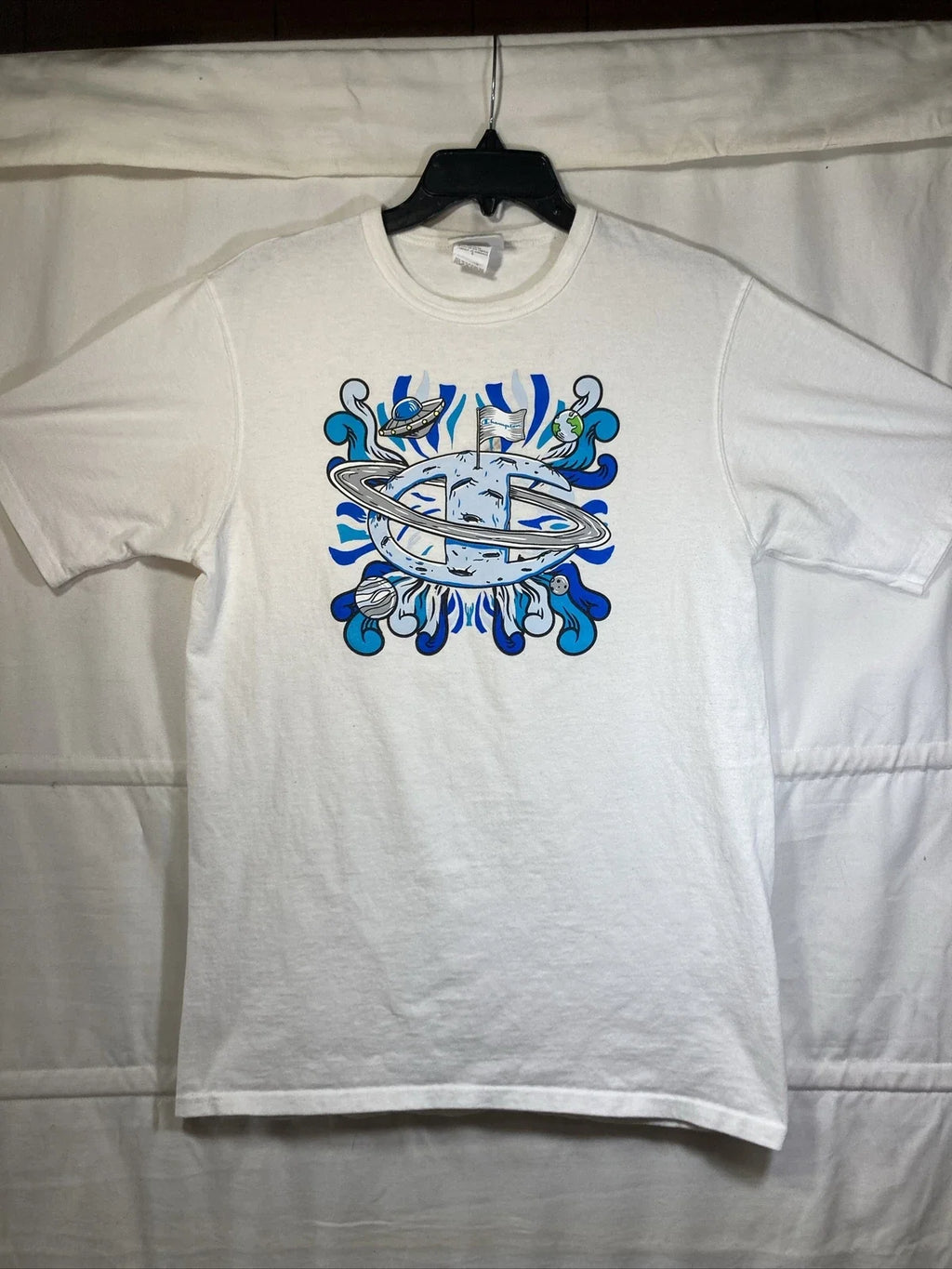 VTG 90s CHAMPION Brand Space Moon Spaceship Sz Large - Adult & Kids T-Shirts, Sweatshirts & Hoodies apparel design preview 1
