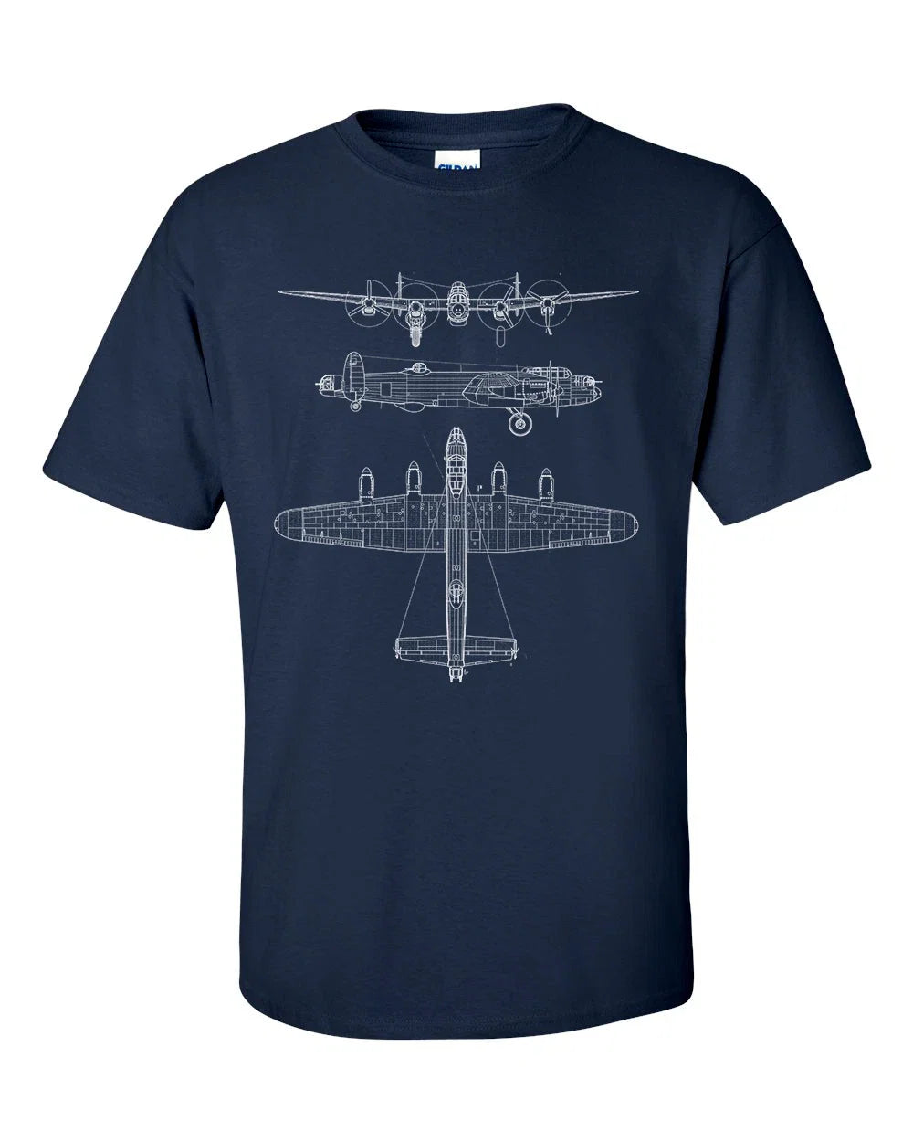 Lancaster Bomber Technical Drawing Blueprint Aircraft - Adult & Kids T-Shirts, Sweatshirts & Hoodies apparel design preview 1