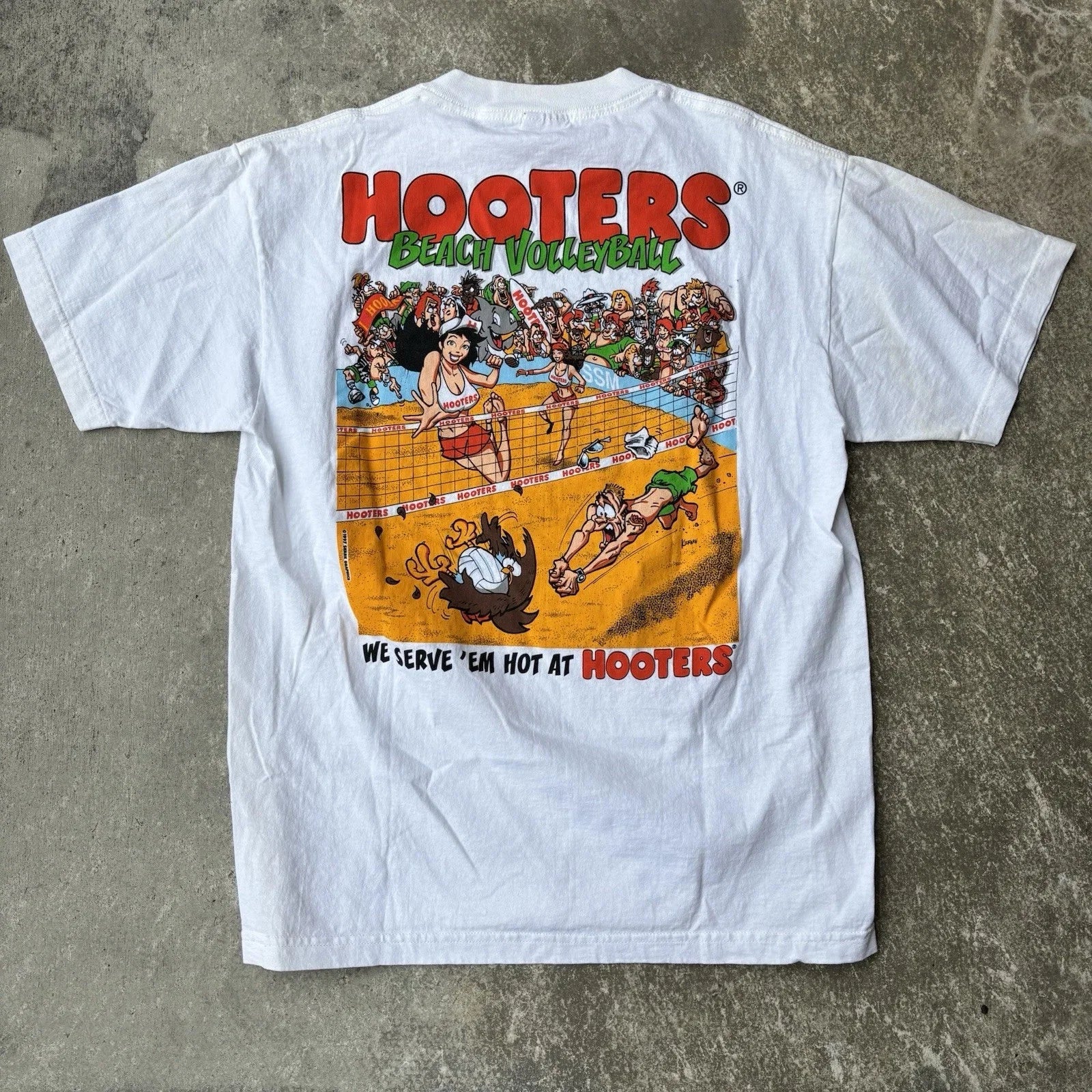 Vintage 90's Hooters Signed Beach Volleyball Large - Adult & Kids T-Shirts, Sweatshirts & Hoodies apparel design preview 1