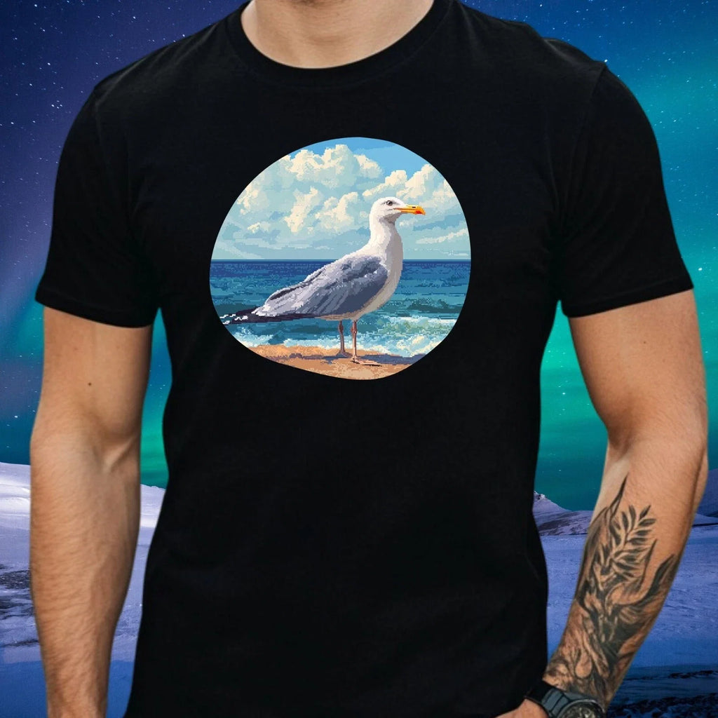 Mens Seagulls Pixel Art Motif Cotton Size XS to 5XL - Adult & Kids T-Shirts, Sweatshirts & Hoodies apparel design preview 1