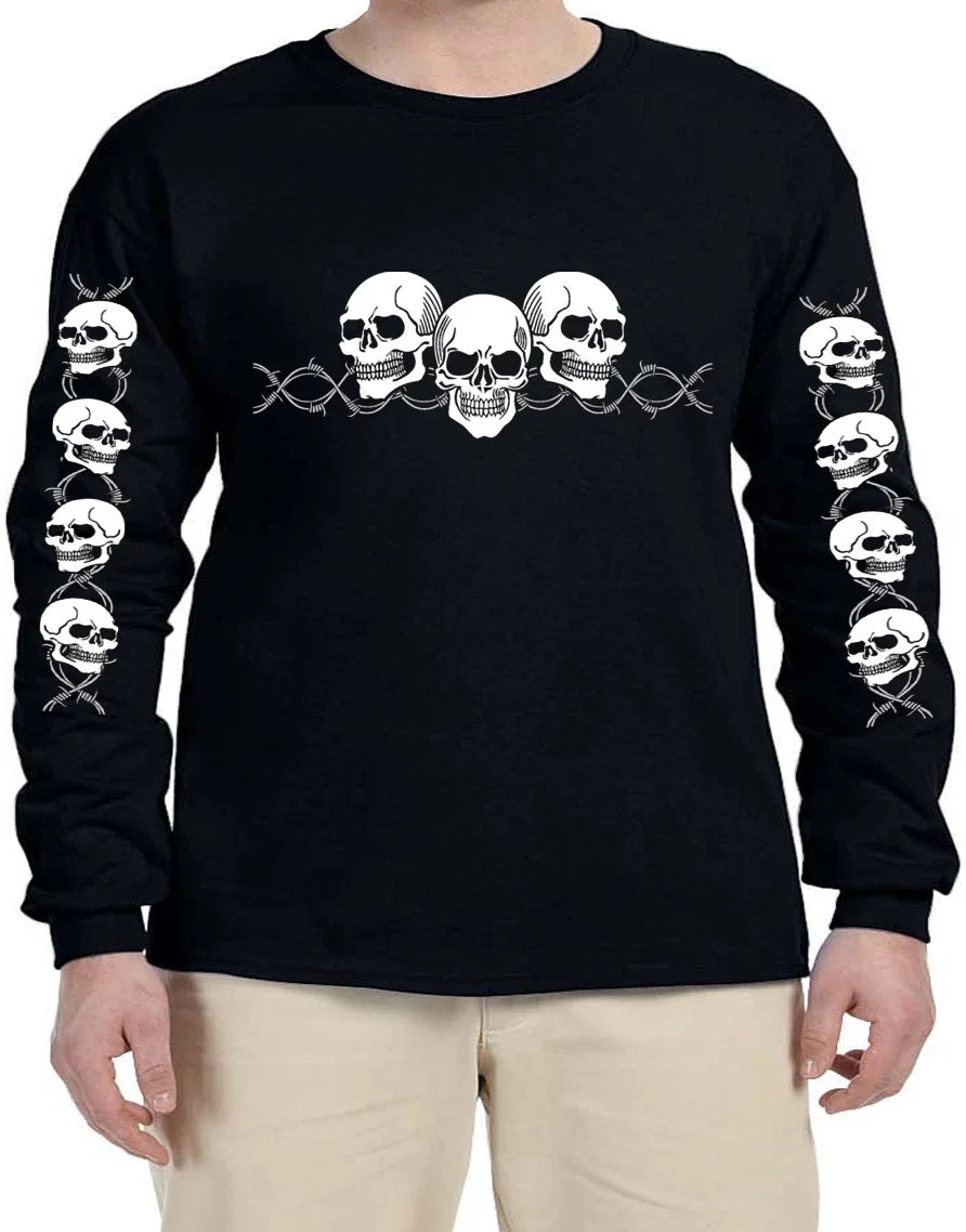Skull Biker Tattoo Style Graphic Design Long Arm - Adult & Kids T-Shirts, Sweatshirts & Hoodies apparel design preview 1