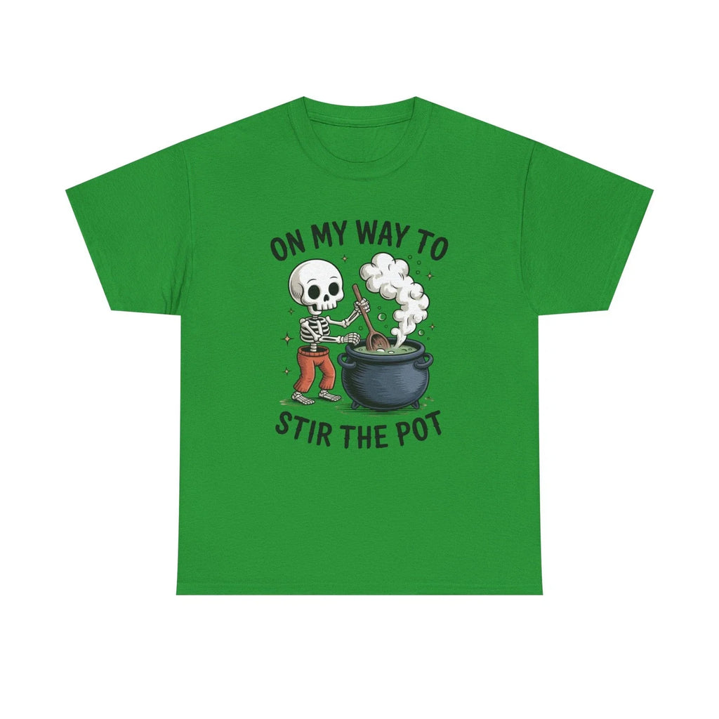 Skeleton Stirring Cauldron On My Way to Stir the Pot - Adult & Kids T-Shirts, Sweatshirts & Hoodies apparel design preview 1