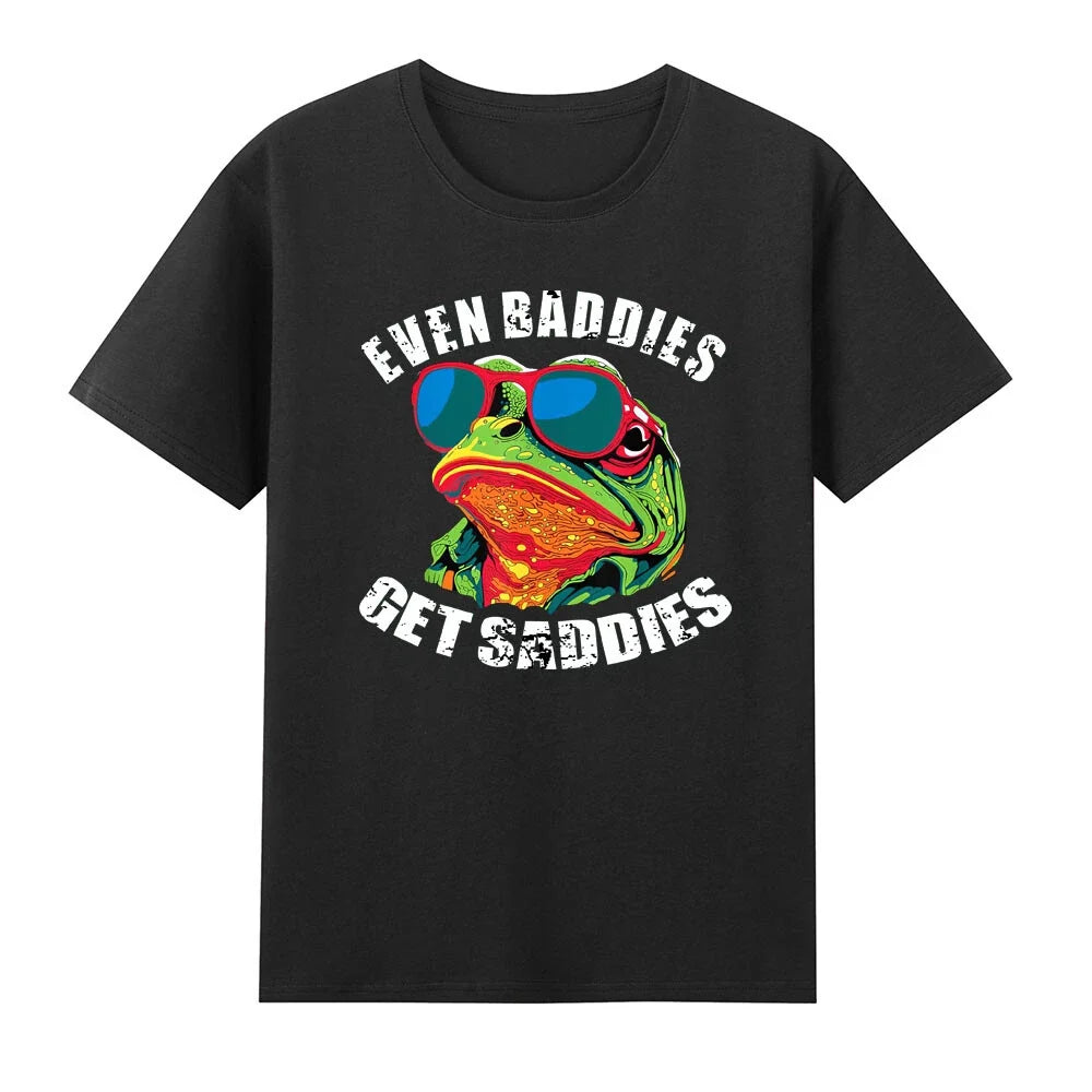 Even Baddies Get Saddies Funny Frog Wear Glasses Meme - Adult & Kids T-Shirts, Sweatshirts & Hoodies apparel design preview 1