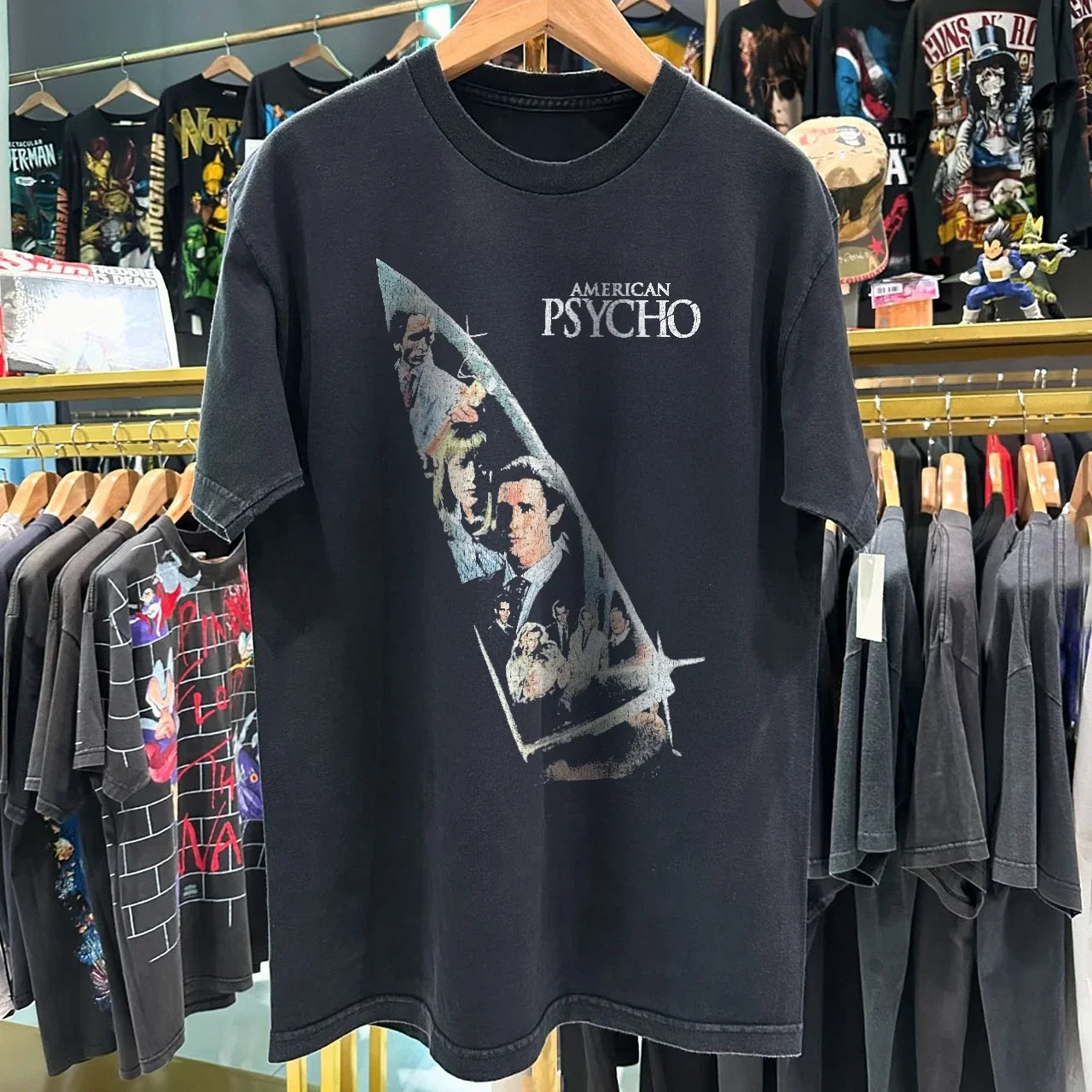 Y2K American Psycho Aged Black M - Adult & Kids T-Shirts, Sweatshirts & Hoodies apparel design preview 1