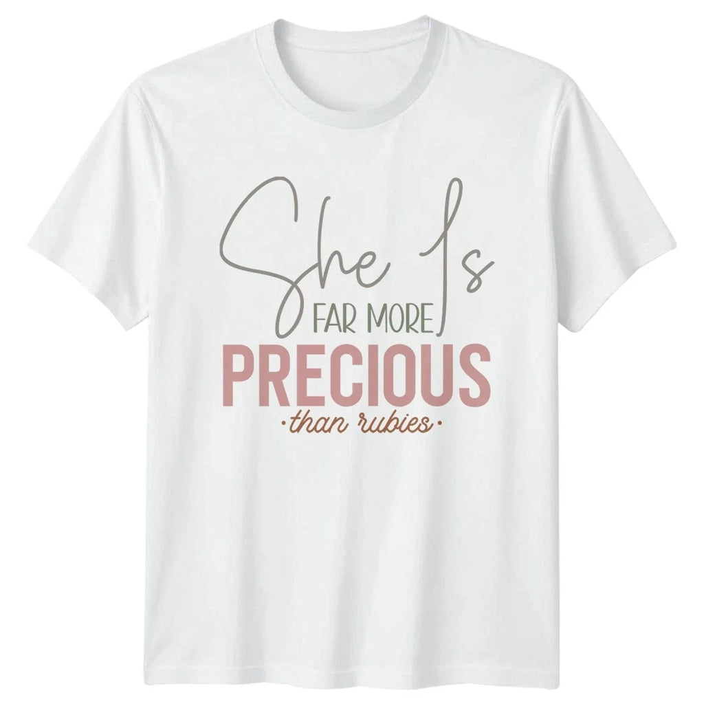 She Is Far More Precious Womens Biblical Faith - Adult & Kids T-Shirts, Sweatshirts & Hoodies apparel design preview 1